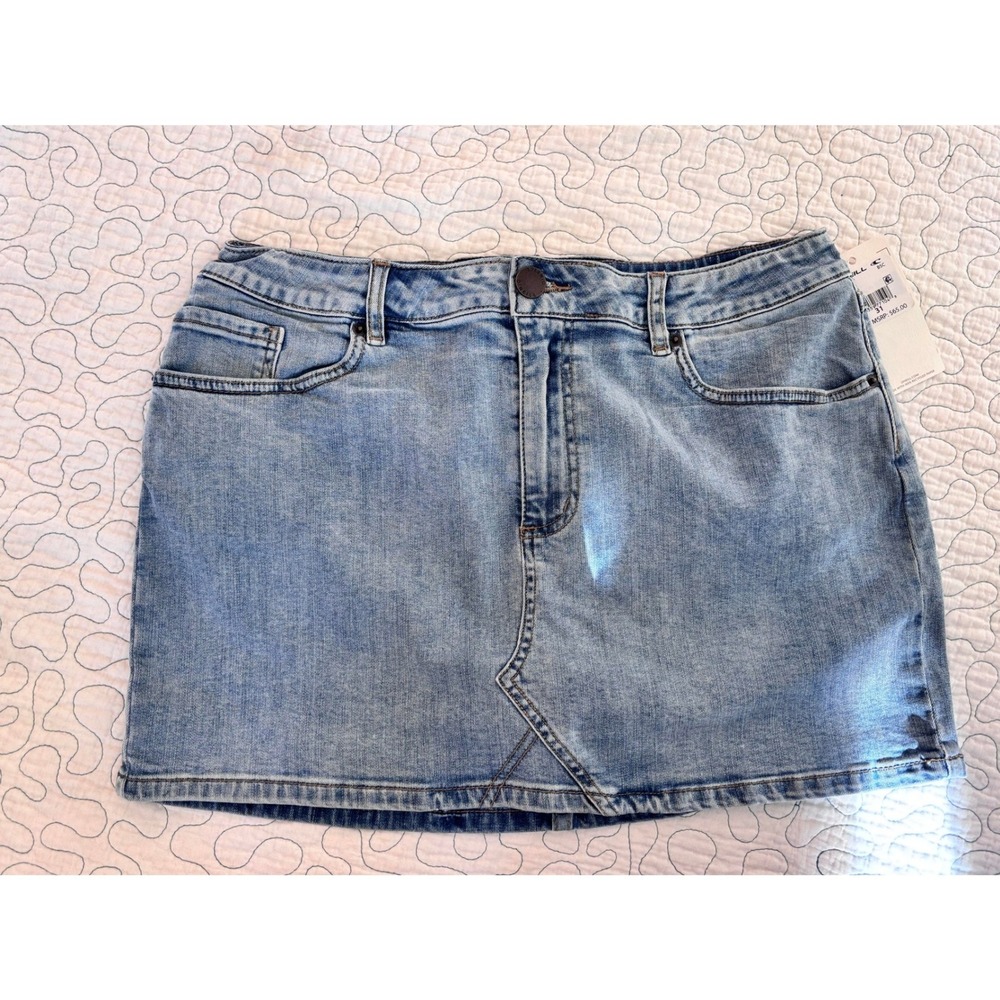 O'Neill Madalena Denim Mini Skirt Light Wash Blue Size 31